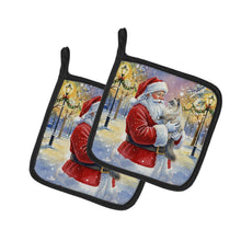 Load image into Gallery viewer, Ragdoll Blue Point Cat with Santa Claus Pair of Pot Holders
