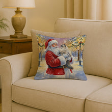 Load image into Gallery viewer, Ragdoll Blue Point Cat with Santa Claus Throw Pillow