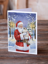Load image into Gallery viewer, Ragdoll Cat with Santa Claus Greeting Cards Pack of 8