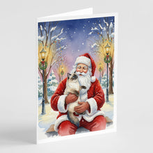 Load image into Gallery viewer, Ragdoll Seal Point with Santa Claus Greeting Cards Pack of 8