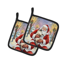 Load image into Gallery viewer, Ragdoll Seal Point with Santa Claus Pair of Pot Holders