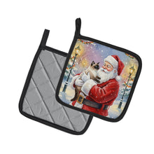 Load image into Gallery viewer, Seal Point Cat with Santa Claus Pair of Pot Holders