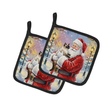 Load image into Gallery viewer, Seal Point Cat with Santa Claus Pair of Pot Holders