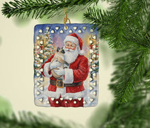 Load image into Gallery viewer, Siamese Cat with Santa Claus Porcelain Ornament
