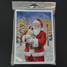 Load image into Gallery viewer, Siamese Cat with Santa Claus Greeting Cards Pack of 8