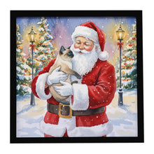 Load image into Gallery viewer, Siamese Cat with Santa Claus Framed Metal Print