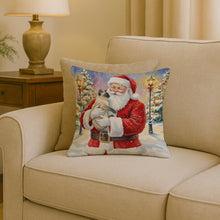 Load image into Gallery viewer, Siamese Cat with Santa Claus Throw Pillow