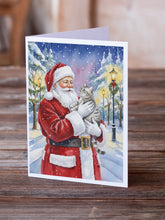 Load image into Gallery viewer, Silver Classic Tabby Cat with Santa Claus Greeting Cards Pack of 8