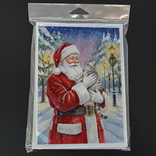 Load image into Gallery viewer, Silver Classic Tabby Cat with Santa Claus Greeting Cards Pack of 8