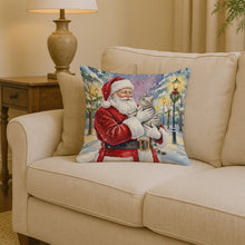 Load image into Gallery viewer, Silver Classic Tabby Cat with Santa Claus Throw Pillow