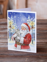 Load image into Gallery viewer, Silver Mackerel Tabby Cat with Santa Claus Greeting Cards Pack of 8
