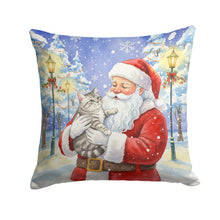 Load image into Gallery viewer, Silver Mackerel Tabby Cat with Santa Claus Throw Pillow