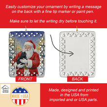 Load image into Gallery viewer, Black Cat with Santa Claus Porcelain Ornament