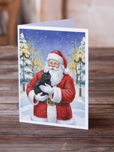 Load image into Gallery viewer, Black Cat with Santa Claus Greeting Cards Pack of 8