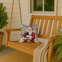 Load image into Gallery viewer, Black Cat with Santa Claus Throw Pillow