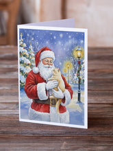 Load image into Gallery viewer, Cream Cat with Santa Claus Greeting Cards Pack of 8