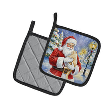 Load image into Gallery viewer, Cream Cat with Santa Claus Pair of Pot Holders