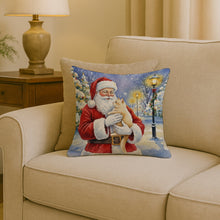 Load image into Gallery viewer, Cream Cat with Santa Claus Throw Pillow