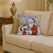 Load image into Gallery viewer, Gray Cat with Santa Claus Throw Pillow