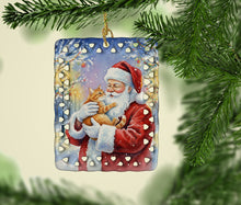 Load image into Gallery viewer, Red Ginger Cat with Santa Claus Porcelain Ornament