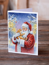 Load image into Gallery viewer, Red Ginger Cat with Santa Claus Greeting Cards Pack of 8