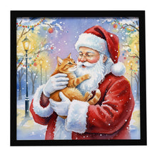 Load image into Gallery viewer, Red Ginger Cat with Santa Claus Framed Metal Print