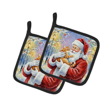 Load image into Gallery viewer, Red Ginger Cat with Santa Claus Pair of Pot Holders