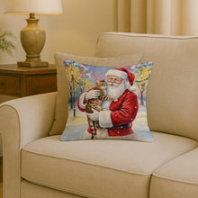 Load image into Gallery viewer, Spotted Tabby Brown Cat with Santa Claus Throw Pillow