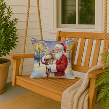 Load image into Gallery viewer, Spotted Tabby Brown Cat with Santa Claus Throw Pillow