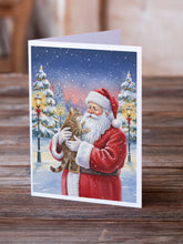 Load image into Gallery viewer, Ticked Tabby Brown Cat with Santa Claus Greeting Cards Pack of 8