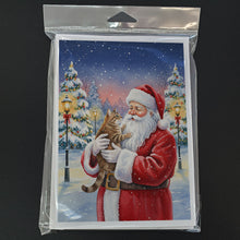 Load image into Gallery viewer, Ticked Tabby Brown Cat with Santa Claus Greeting Cards Pack of 8