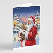 Load image into Gallery viewer, Ticked Tabby Brown Cat with Santa Claus Greeting Cards Pack of 8
