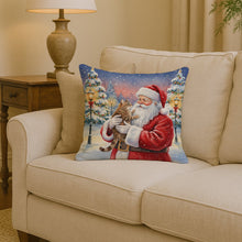 Load image into Gallery viewer, Ticked Tabby Brown Cat with Santa Claus Throw Pillow