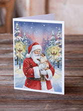 Load image into Gallery viewer, Tortie Point Cat with Santa Claus Greeting Cards Pack of 8