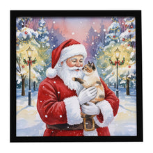 Load image into Gallery viewer, Tortie Point Cat with Santa Claus Framed Metal Print