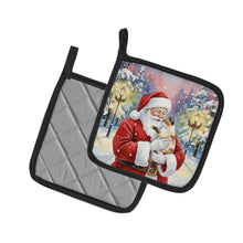 Load image into Gallery viewer, Tortie Point Cat with Santa Claus Pair of Pot Holders