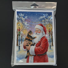 Load image into Gallery viewer, Tortoiseshell Cat with Santa Claus Greeting Cards Pack of 8