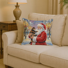 Load image into Gallery viewer, Tortoiseshell Cat with Santa Claus Throw Pillow