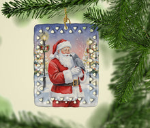 Load image into Gallery viewer, African Grey Parrot with Santa Claus Porcelain Ornament