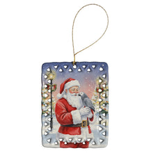 Load image into Gallery viewer, African Grey Parrot with Santa Claus Porcelain Ornament