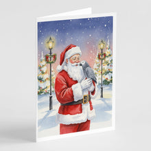 Load image into Gallery viewer, African Grey Parrot with Santa Claus Greeting Cards Pack of 8