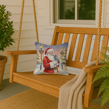 Load image into Gallery viewer, African Grey Parrot with Santa Claus Throw Pillow