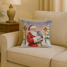 Load image into Gallery viewer, African Grey Parrot with Santa Claus Throw Pillow