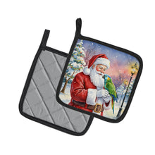 Load image into Gallery viewer, Amazon Parrot with Santa Claus Pair of Pot Holders