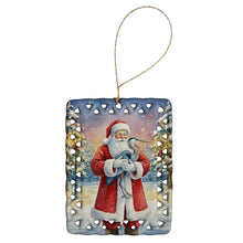 Load image into Gallery viewer, Blue Heron with Santa Claus Porcelain Ornament