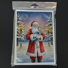 Load image into Gallery viewer, Blue Heron with Santa Claus Greeting Cards Pack of 8