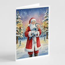 Load image into Gallery viewer, Blue Heron with Santa Claus Greeting Cards Pack of 8