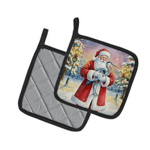 Load image into Gallery viewer, Blue Heron with Santa Claus Pair of Pot Holders