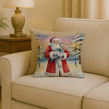 Load image into Gallery viewer, Blue Heron with Santa Claus Throw Pillow