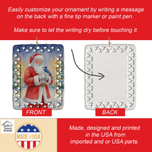Load image into Gallery viewer, Blue Jay with Santa Claus Porcelain Ornament
